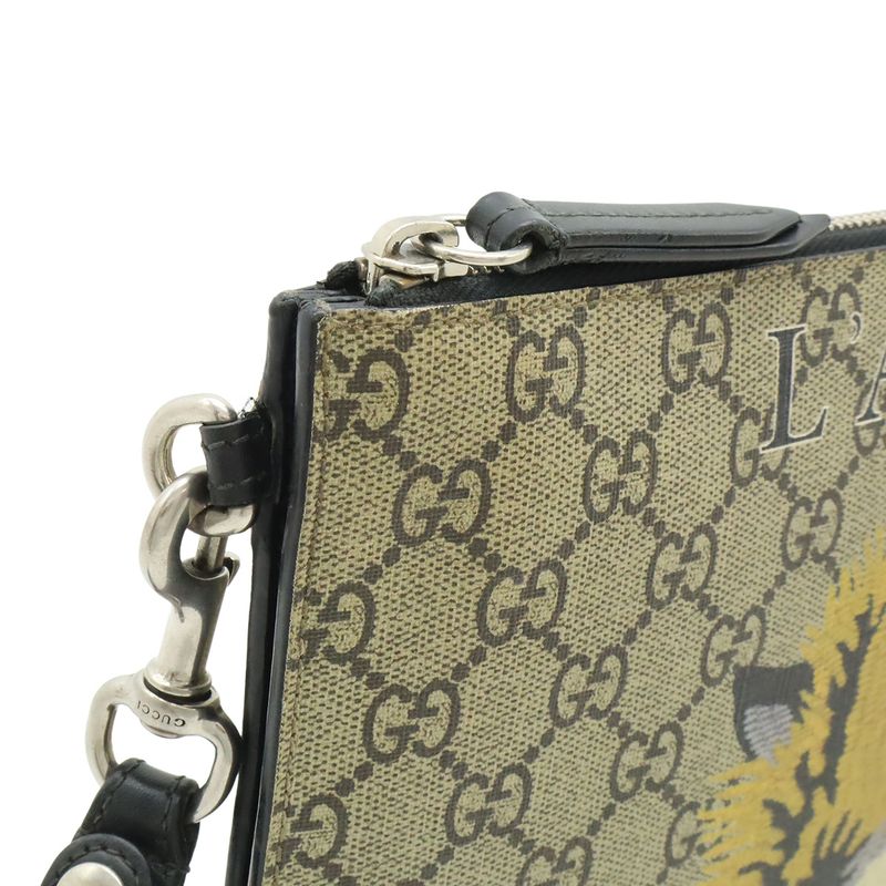 Gucci GG Supreme Clutch Bag Second Taiga Tiger Print Leather Khaki — view 4