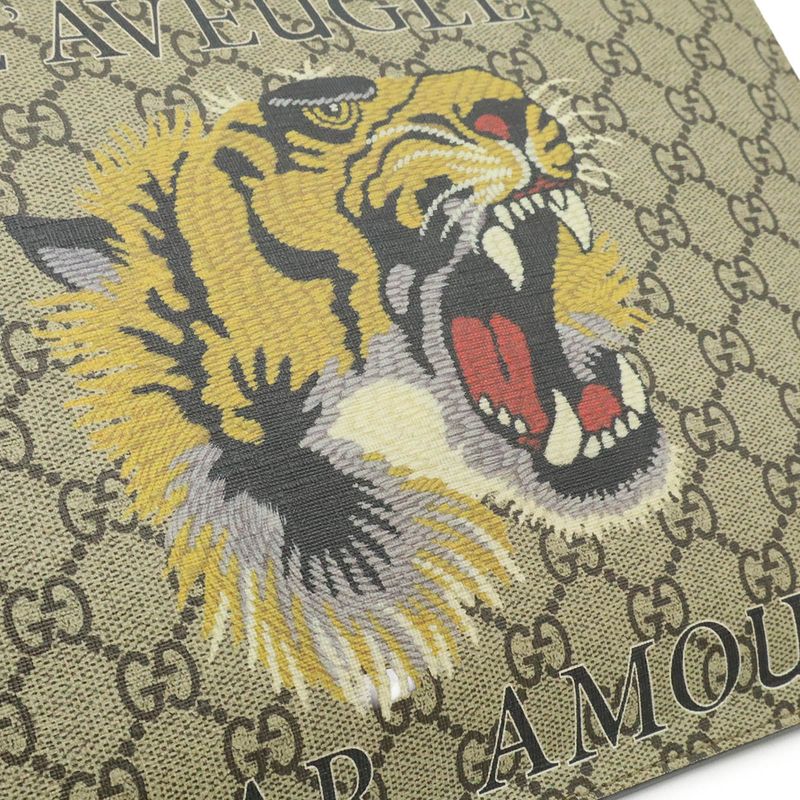Gucci GG Supreme Clutch Bag Second Taiga Tiger Print Leather Khaki — view 8