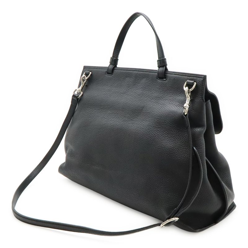 Gucci Bamboo Daily Leather Top Handle Bag Handbag 2-Way Shoulder Black — view 2