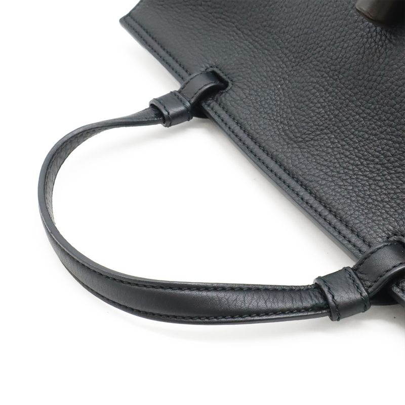 Gucci Bamboo Daily Leather Top Handle Bag Handbag 2-Way Shoulder Black — view 5