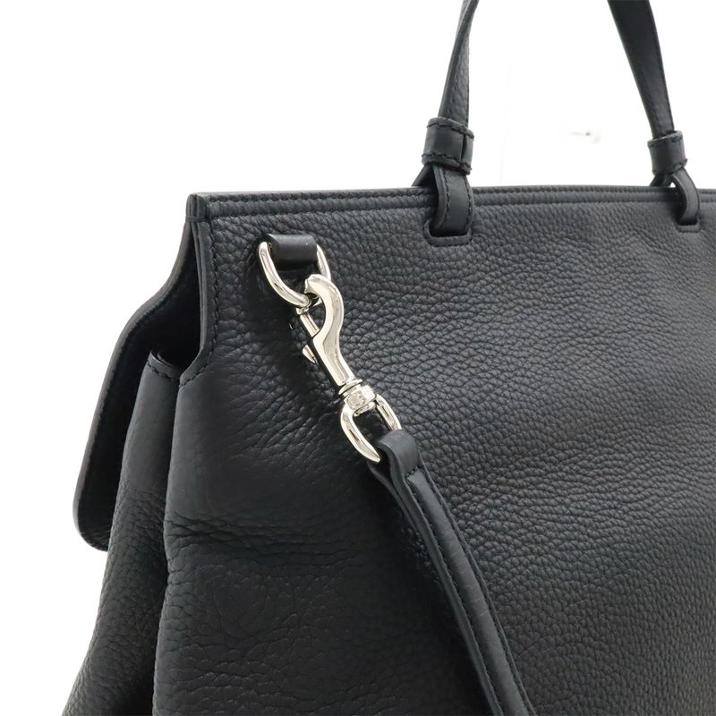 Gucci Bamboo Daily Leather Top Handle Bag Handbag 2-Way Shoulder Black — view 4