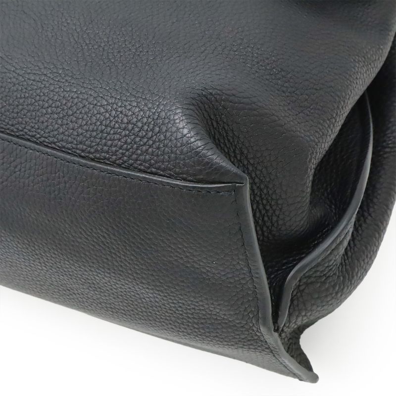 Gucci Bamboo Daily Leather Top Handle Bag Handbag 2-Way Shoulder Black — view 3