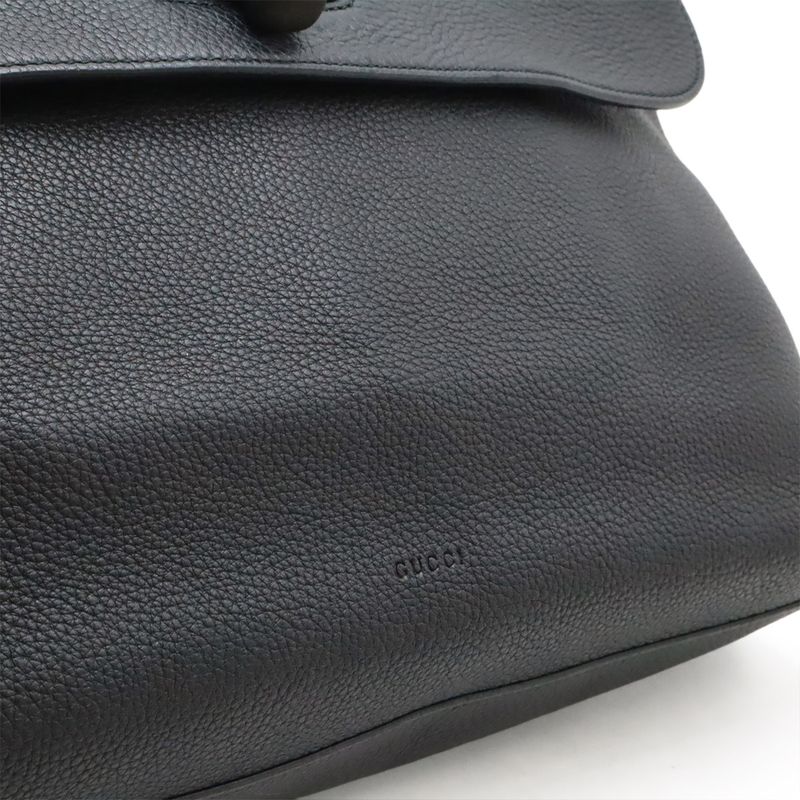 Gucci Bamboo Daily Leather Top Handle Bag Handbag 2-Way Shoulder Black — view 8
