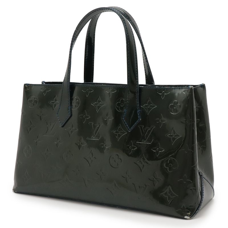 Louis Vuitton Monogram Vernis Wilshire PM Tote Enamel Calf Blue — view 2