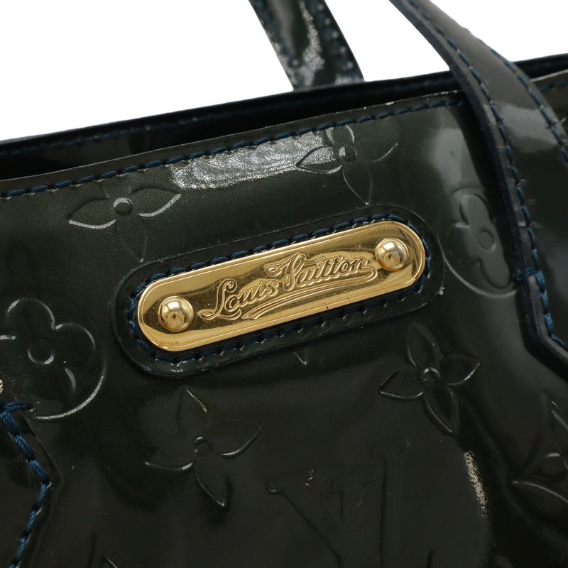 Louis Vuitton Monogram Vernis Wilshire PM Tote Enamel Calf Blue — view 4
