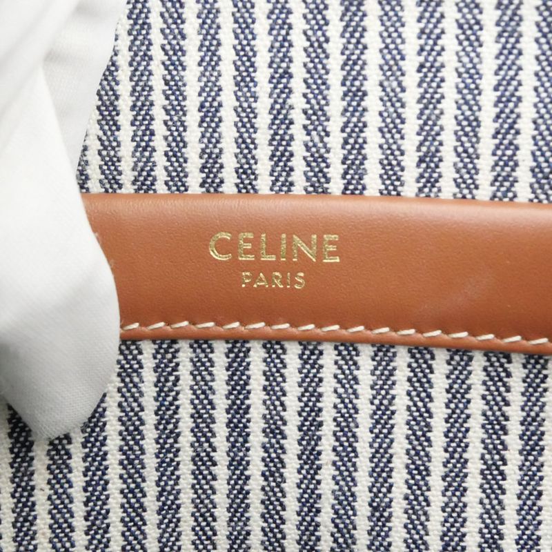 Celine Small Cabas Tice Handbag Shoulder Navy Blue Gold Hardware — view 7