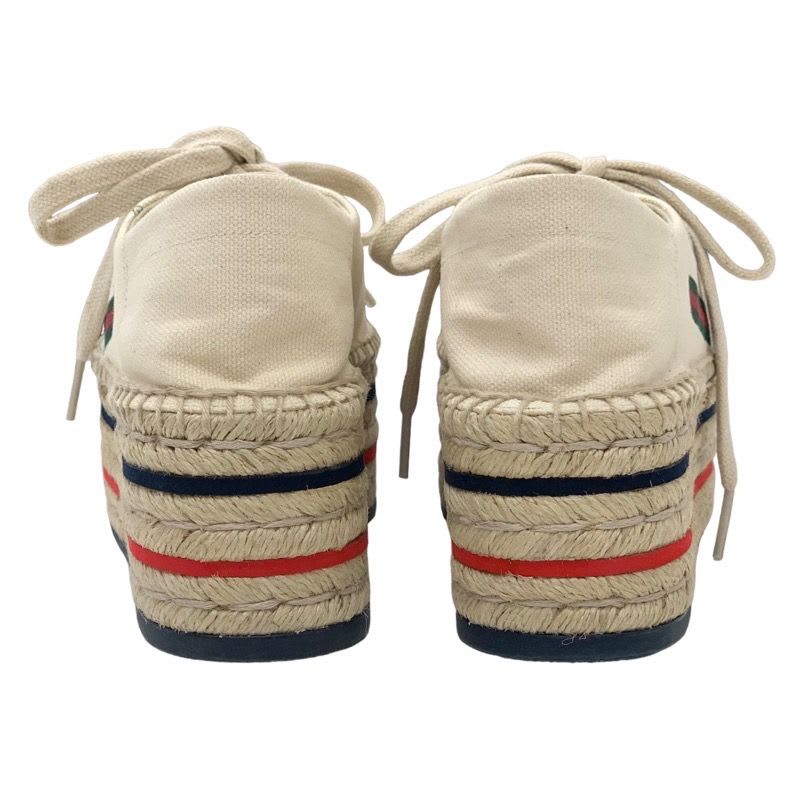 Gucci Sneakers Shoes Canvas Ivory Red Blue Logo Espadrilles Platform — view 5