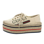 Gucci Sneakers Shoes Canvas Ivory Red Blue Logo Espadrilles Platform — view 3