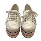 Gucci Sneakers Shoes Canvas Ivory Red Blue Logo Espadrilles Platform — view 2
