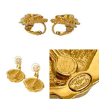 Chanel Coco Mark Shell Motif GP Rhinestone Earrings Ear 23GC — view 3