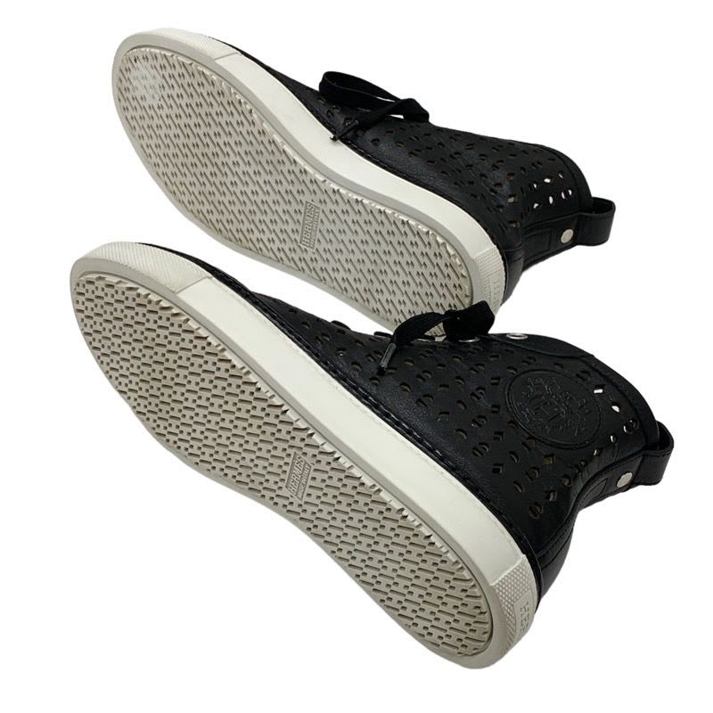 Hermes Jimmy Sneakers Shoes Leather Black Punching High Cut — view 6