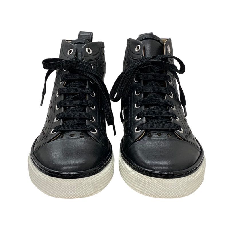 Hermes Jimmy Sneakers Shoes Leather Black Punching High Cut — view 2