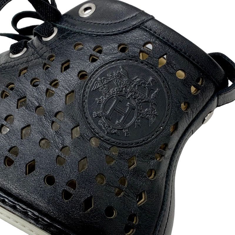 Hermes Jimmy Sneakers Shoes Leather Black Punching High Cut — view 7