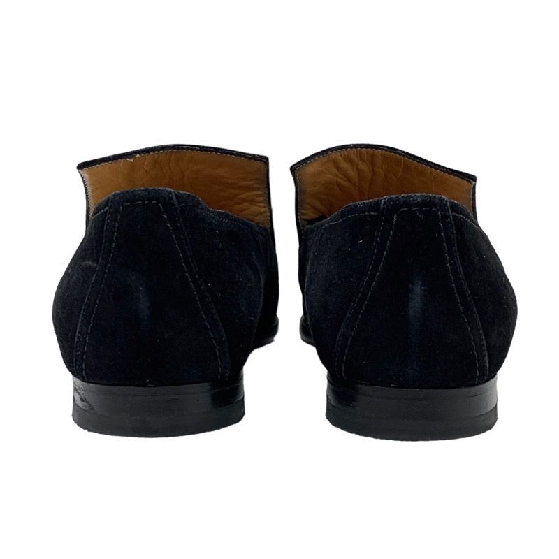 Hermes Loafers Leather Shoes Suede Black Gold Kelly Hardware Flat — view 5