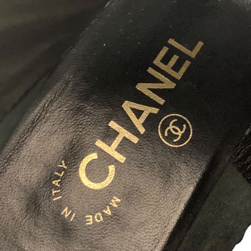 Chanel Boots Short Shoes Coco Mark Pearl Quilting Leather Black — view 7