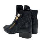 Chanel Boots Short Shoes Coco Mark Pearl Quilting Leather Black — view 4