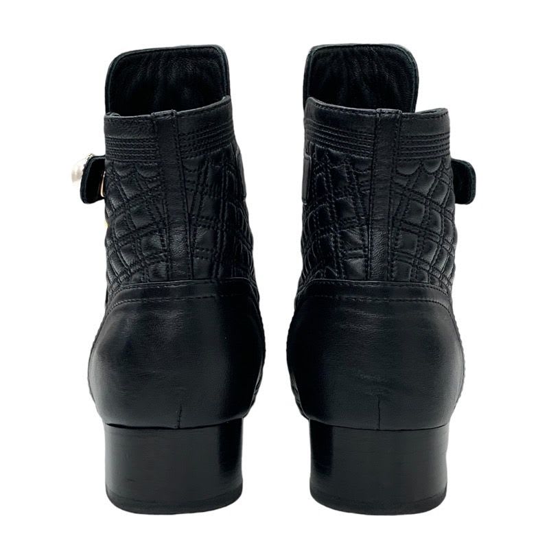 Chanel Boots Short Shoes Coco Mark Pearl Quilting Leather Black — view 5