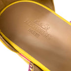 Hermes Sandals Shoes Leather Yellow Pink Multicolor Wedge Sole — view 7