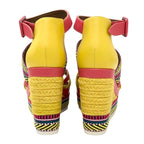 Hermes Sandals Shoes Leather Yellow Pink Multicolor Wedge Sole — view 5