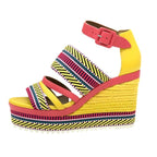 Hermes Sandals Shoes Leather Yellow Pink Multicolor Wedge Sole — view 3
