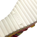 Hermes Sandals Shoes Leather Yellow Pink Multicolor Wedge Sole — view 8