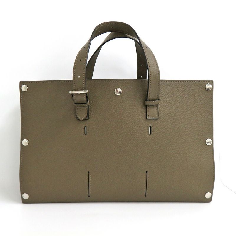 Hermes Sac Vero Etoupe Silver Hardware Taurillon Clemence Tote Bag — view 4