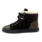 Chanel Sneakers Shoes Suede Leather Brown White High Cut Coco Mark — view 3