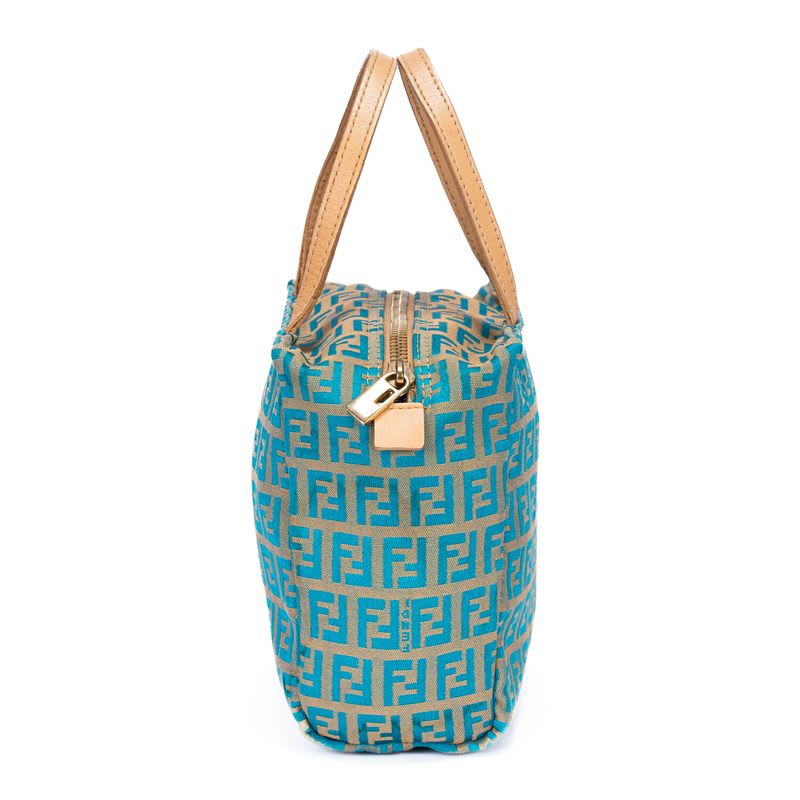 Fendi Zucchino Mini Beige Blue Canvas — view 5