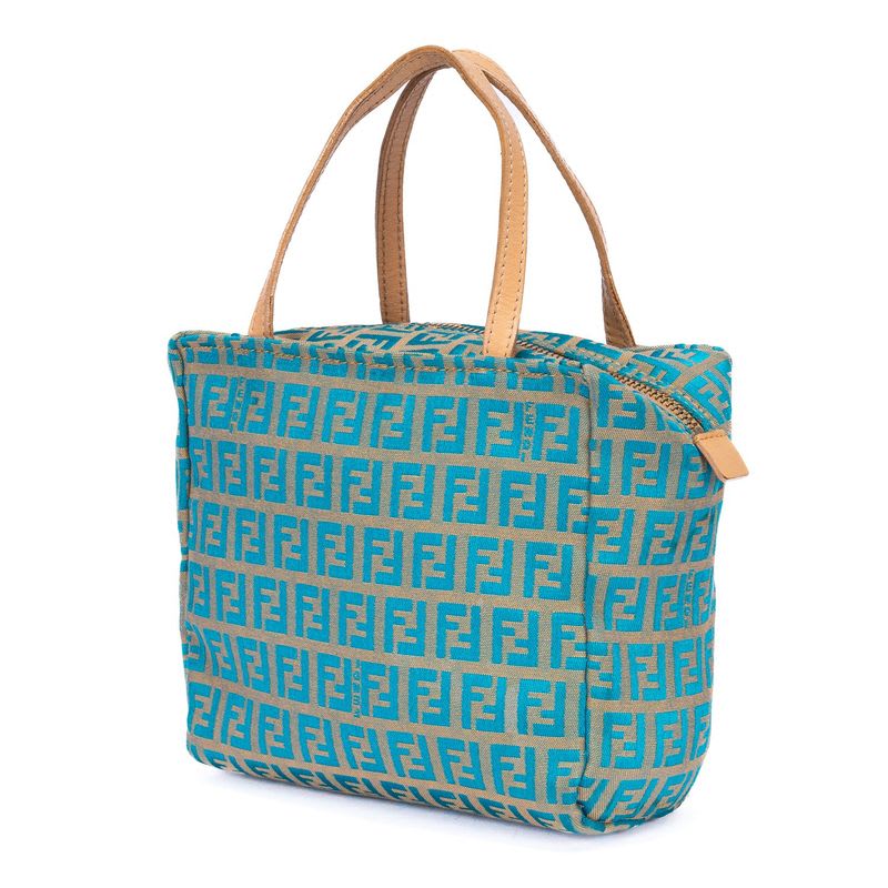 Fendi Zucchino Mini Beige Blue Canvas — view 3
