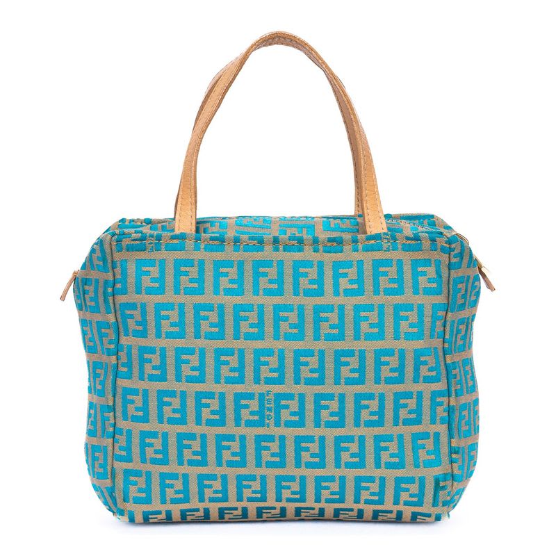 Fendi Zucchino Mini Beige Blue Canvas — view 6