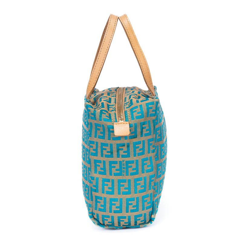 Fendi Zucchino Mini Beige Blue Canvas — view 4