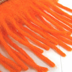 Loewe Muffler Orange Mohair Wool Fringe Leather Tag Accessori Scarf — view 5