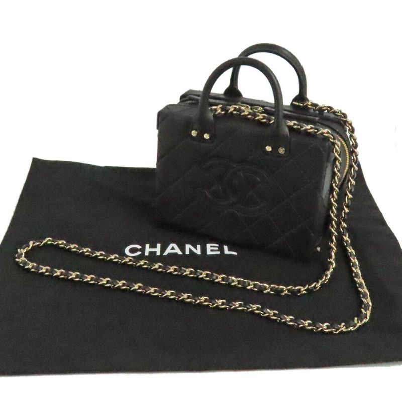 Chanel Small Vanity Case Chain Shoulder Bag As3344 Black Gold Hardware — view 9