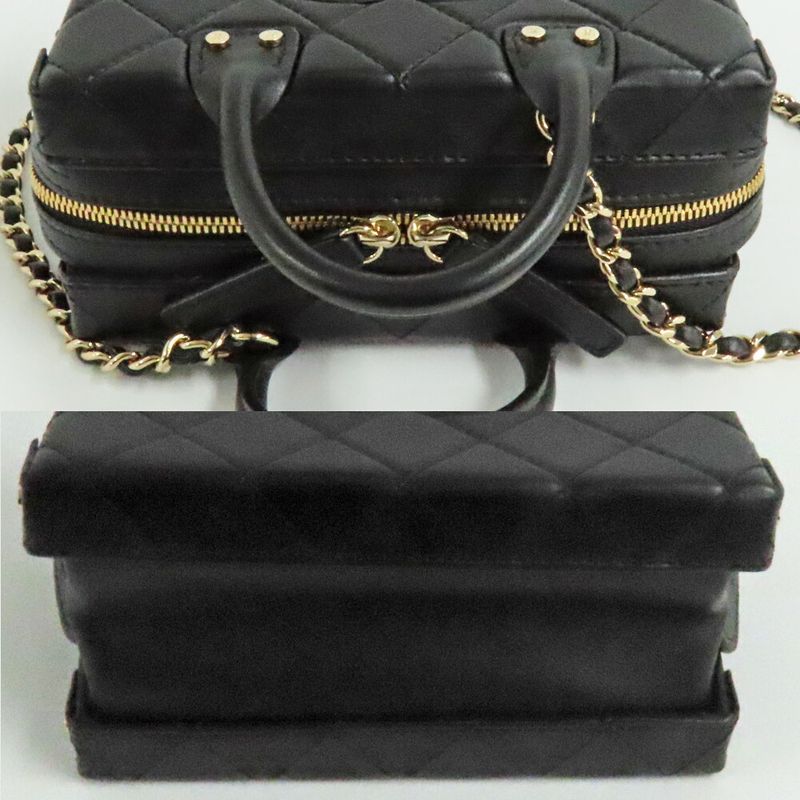 Chanel Small Vanity Case Chain Shoulder Bag As3344 Black Gold Hardware — view 4