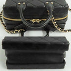 Chanel Small Vanity Case Chain Shoulder Bag As3344 Black Gold Hardware — view 4