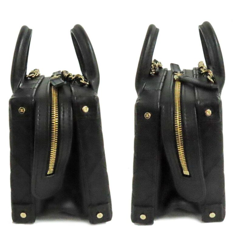 Chanel Small Vanity Case Chain Shoulder Bag As3344 Black Gold Hardware — view 5