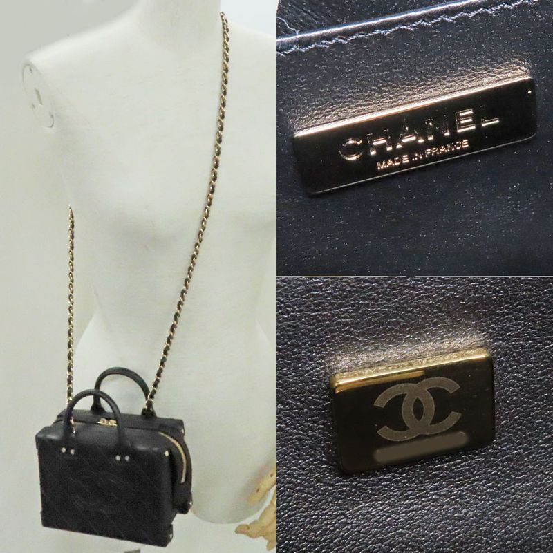 Chanel Small Vanity Case Chain Shoulder Bag As3344 Black Gold Hardware — view 8