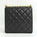 Chanel Flap Bag With Faux Pearl Chain Shoulder Quilted Black — view 3