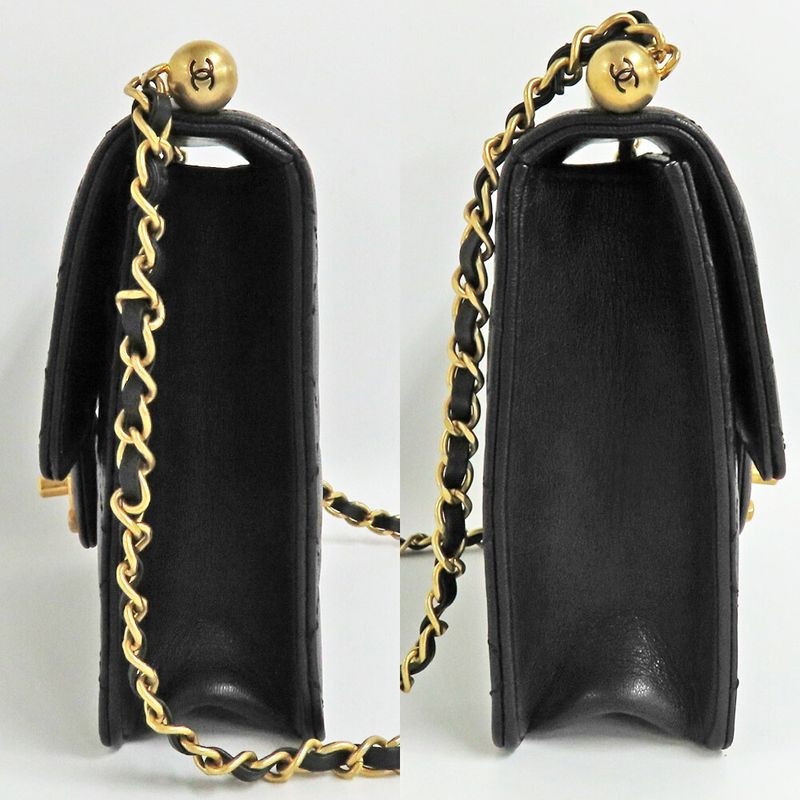 Chanel Flap Bag With Faux Pearl Chain Shoulder Quilted Black — view 4
