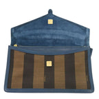 Fendi Pecan Pattern 8 M0284 Leather Canvas Blue Brown Clutch Bag 0475 — view 4