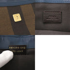 Fendi Pecan Pattern 8 M0284 Leather Canvas Blue Brown Clutch Bag 0475 — view 9