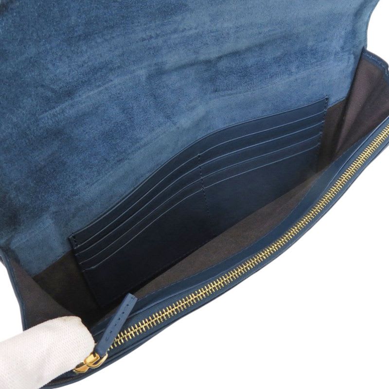 Fendi Pecan Pattern 8 M0284 Leather Canvas Blue Brown Clutch Bag 0475 — view 6