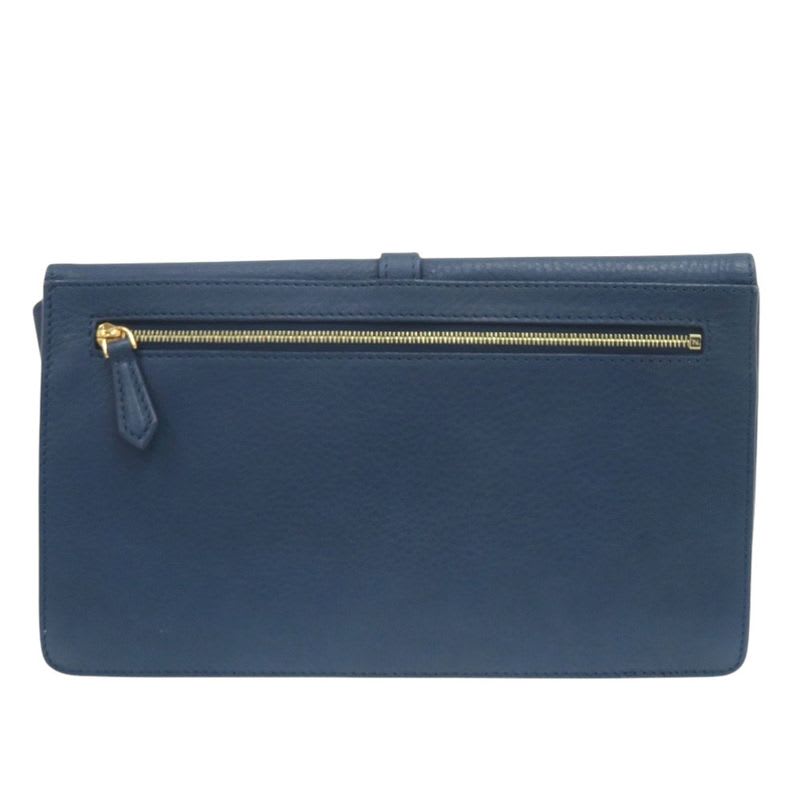 Fendi Pecan Pattern 8 M0284 Leather Canvas Blue Brown Clutch Bag 0475 — view 3