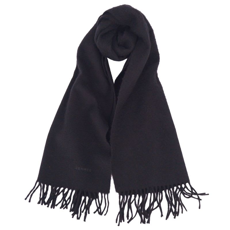 Hermes Muffler Shawl Fringe 100% Cashmere Scarf — view 3