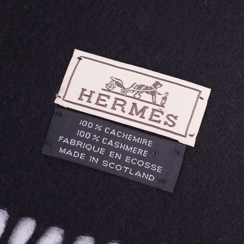 Hermes Muffler Shawl Fringe 100% Cashmere Scarf — view 6