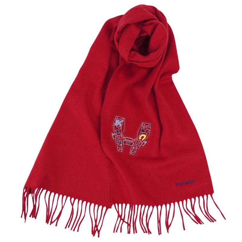 Hermes Scarf Shawl Fringe Cashmere Les — view 3