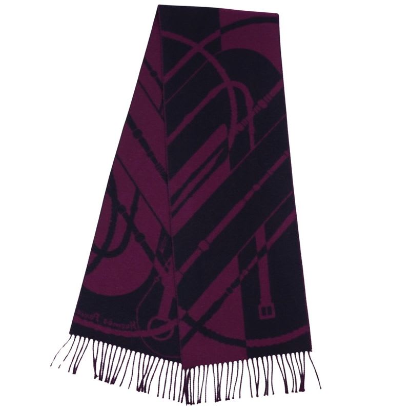 Hermes Muffler Shawl Fringe Clic Clac Scarf — view 2