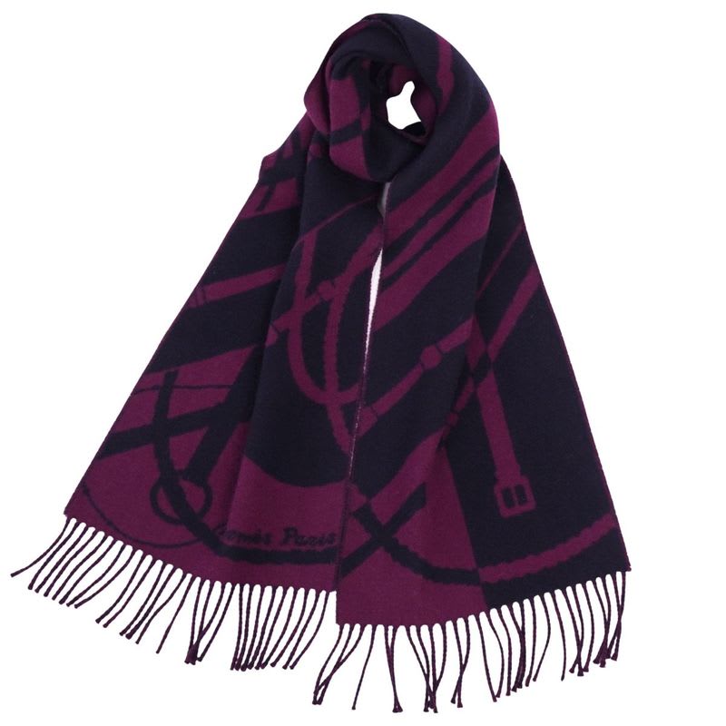Hermes Muffler Shawl Fringe Clic Clac Scarf — view 3