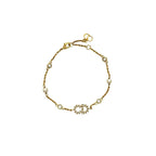 Christian Dior CD Logo GP Rhinestone Faux Pearl Bracelet Gold 04991 — view 4