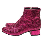 Saint Laurent Paris Side Zip Glitter Lame Short Boots Pink 36 — view 2